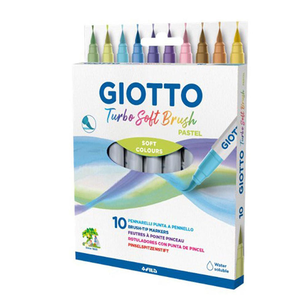 giotto markadoroi turbo soft brush pastel colours, μαρκαδόροι πινέλο 