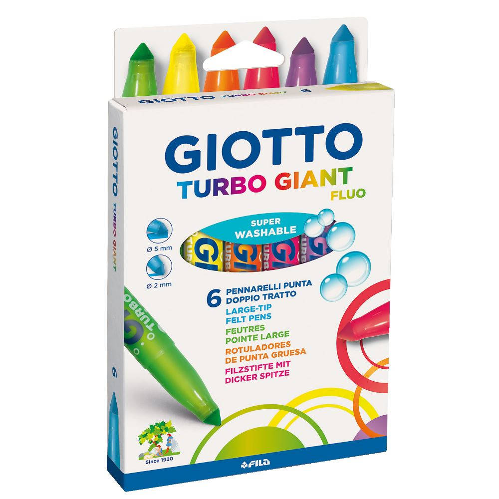 Giotto Μαρκαδόροι Πλενόμενοι Turbo Giant Fluo Neon 6 Χρώματα