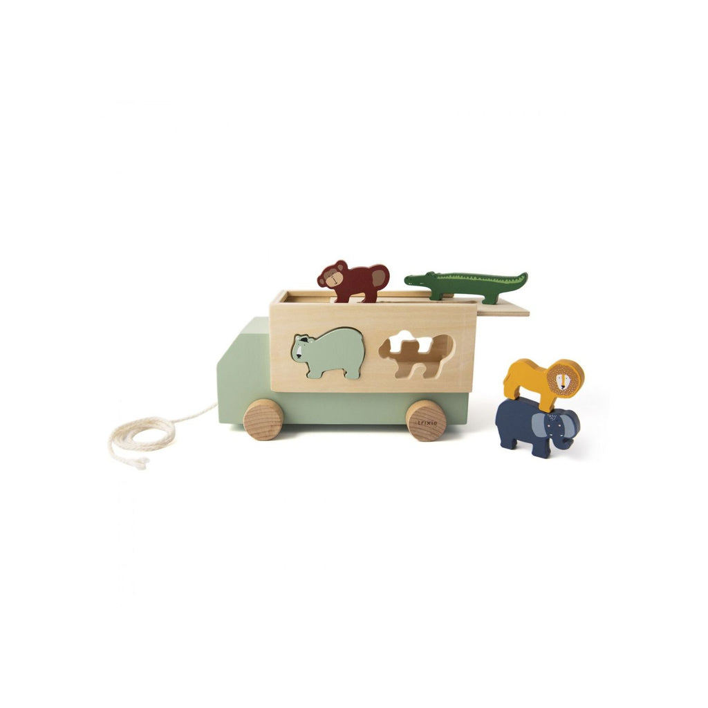 Wooden Animal Truck - Ξύλινο φορτηγάκι με ζωάκια, trixie baby, ksilino fortigaki me zwakia